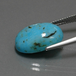 Turquesa azul natural de 6,96 ct, corte óvalo, opaco
