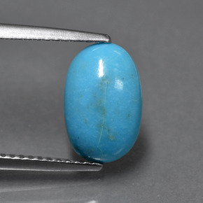 Turquesa azul natural de 1,74 ct, corte óvalo, opaco