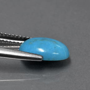 Turquesa azul natural de 1,74 ct, corte óvalo, opaco