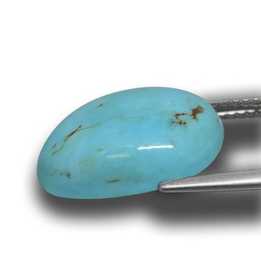 Turquesa azul natural de 7,21 ct, forma elegante, opaco