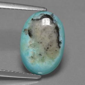 Turquesa azul natural de 2,72 ct, corte óvalo, opaco