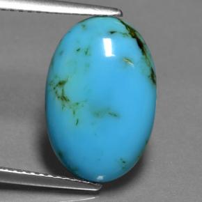 Turquesa azul natural de 4,42 ct, corte óvalo, opaco