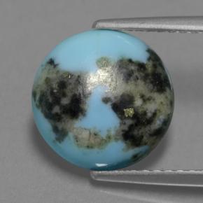 Turquesa azul natural de 2,87 ct, corte redondo, opaco