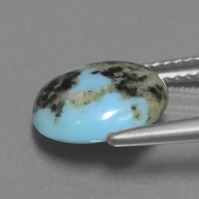 Turquesa azul natural de 2,87 ct, corte redondo, opaco