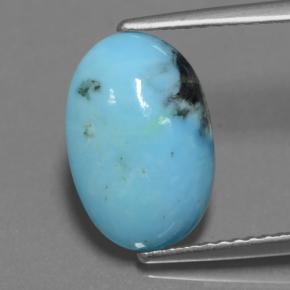 Turquesa azul natural de 2,40 ct, corte óvalo, opaco