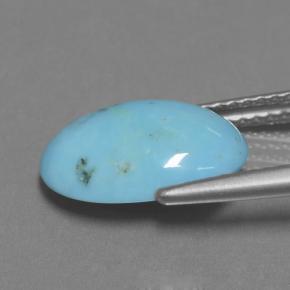 Turquesa azul natural de 2,40 ct, corte óvalo, opaco