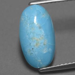 Turquesa azul natural de 2,85 ct, corte óvalo, opaco