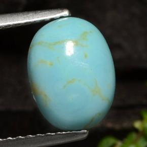 Turquesa azul natural de 1,72 ct, corte óvalo, opaco