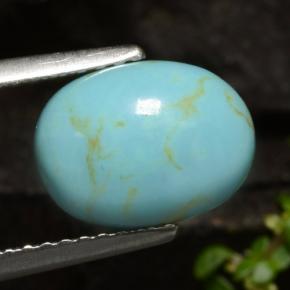 Turquesa azul natural de 1,72 ct, corte óvalo, opaco