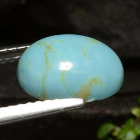Turquesa azul natural de 1,72 ct, corte óvalo, opaco