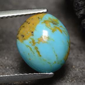 Turquesa azul natural de 2,22 ct, forma elegante, opaco