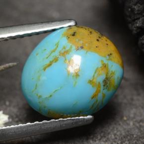 Turquesa azul natural de 2,22 ct, forma elegante, opaco