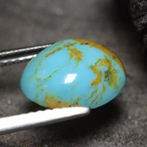Turquesa azul natural de 2,22 ct, forma elegante, opaco