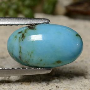 Turquesa azul natural de 1,95 ct, corte óvalo, opaco