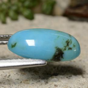 Turquesa azul natural de 1,95 ct, corte óvalo, opaco