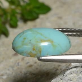 Turquesa azul natural de 2,15 ct, corte óvalo, opaco
