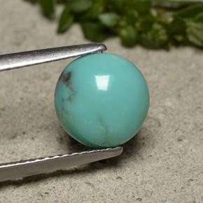 Turquesa azul natural de 1,95 ct, corte redondo, opaco