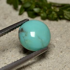 Turquesa azul natural de 1,95 ct, corte redondo, opaco