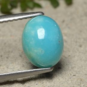 Turquesa azul natural de 1,84 ct, corte óvalo, opaco