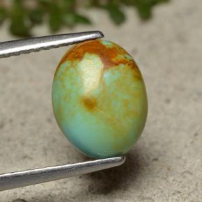 Turquesa verde natural de 1,91 ct, corte óvalo, opaco