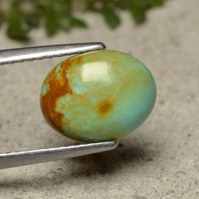 Turquesa verde natural de 1,91 ct, corte óvalo, opaco