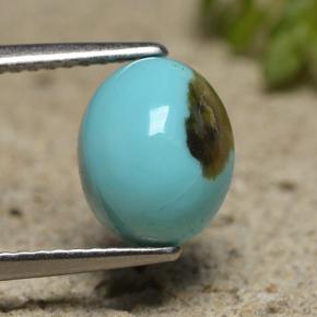 Turquesa azul natural de 2,00 ct, corte óvalo, opaco