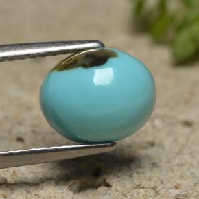 Turquesa azul natural de 2,00 ct, corte óvalo, opaco