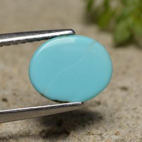 Turquesa azul natural de 2,00 ct, corte óvalo, opaco