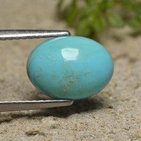 Turquesa azul natural de 2,15 ct, corte óvalo, opaco