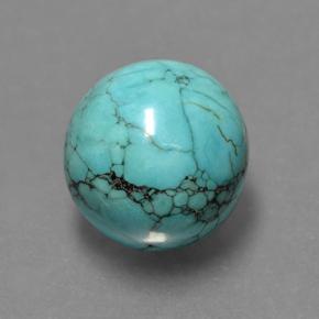 Turquesa azul natural de 4,62 ct, corte redondo, opaco