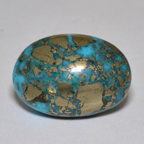 Turquesa turquesa natural de 17,42 ct, corte óvalo, opaco