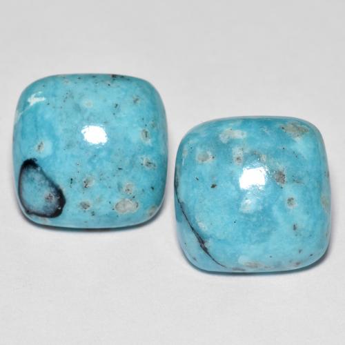 Gemas de Turquesa Verde azul natural de 12.15 ct, Corte Cojín, Opaco