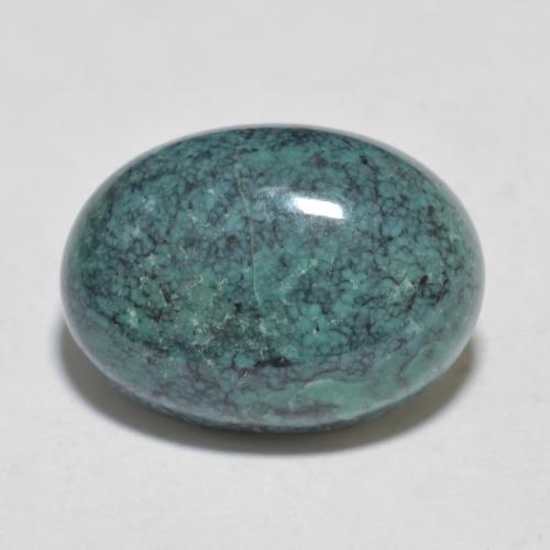 Turquesa Verde azul medio natural de 6.81 ct, Corte Óvalo, Opaco