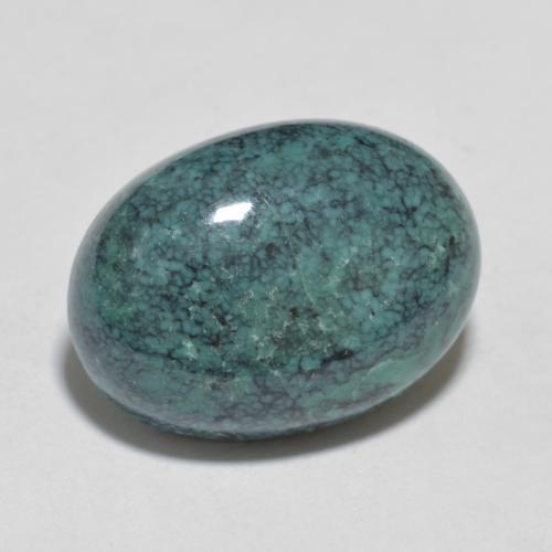 Turquesa Verde azul medio natural de 6.81 ct, Corte Óvalo, Opaco