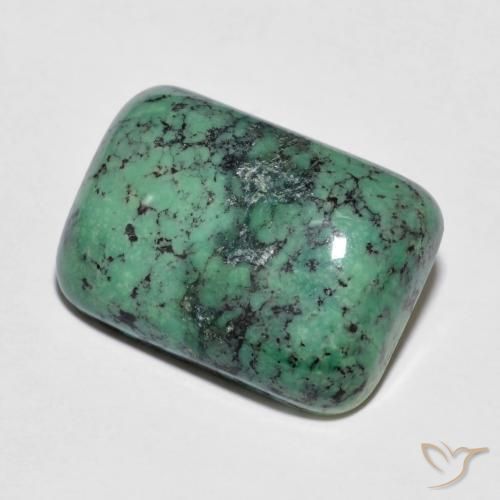 Turquesa verde natural de 7,83 ct, corte cojín, opaco
