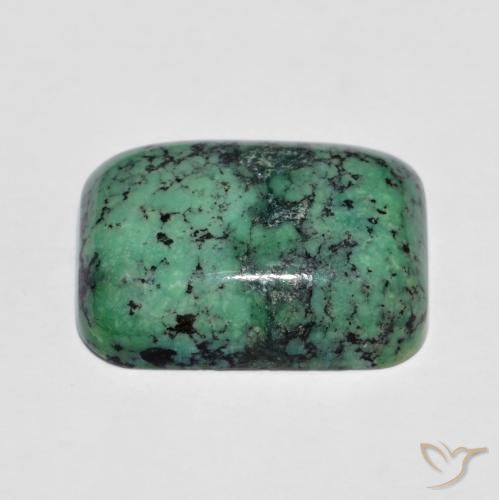 Turquesa verde natural de 7,83 ct, corte cojín, opaco