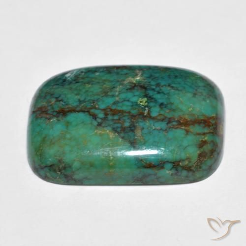 Turquesa Verde azulado natural de 13.24 ct, Forma Cojín, Opaco