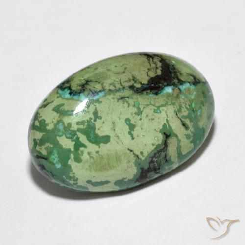 Turquesa verde natural de 9,73 ct, corte óvalo, opaco