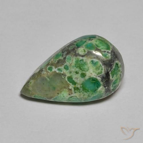 Turquesa Verde oscuro natural de 3.29 ct, En forma de pera, Opaco
