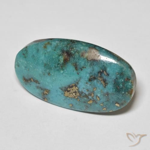 Turquesa Verde azulado natural de 21.59 ct, Ovalada, Opaco