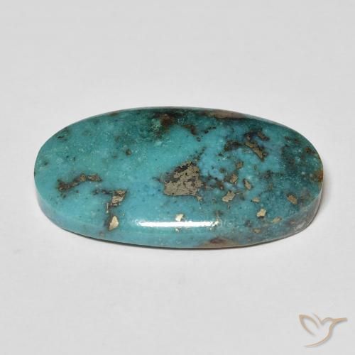 Turquesa Verde azulado natural de 21.59 ct, Ovalada, Opaco
