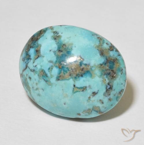 Turquesa turquesa natural de 18,22 ct, corte óvalo, opaco