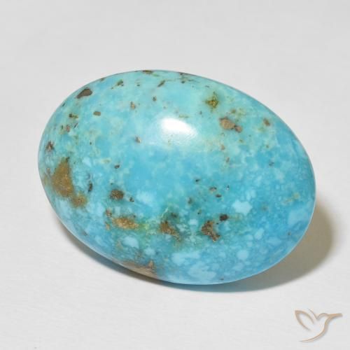 Turquesa Azul verdoso medio natural de 37.69 ct, Ovalada, Opaco