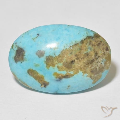 Turquesa turquesa natural de 33,51 ct, corte óvalo, opaco