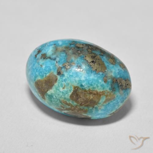 Turquesa Azul verdoso medio natural de 27.47 ct, Ovalada, Opaco