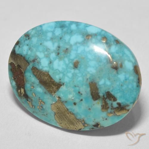 Turquesa Azul verdoso medio natural de 28.41 ct, Ovalada, Opaco