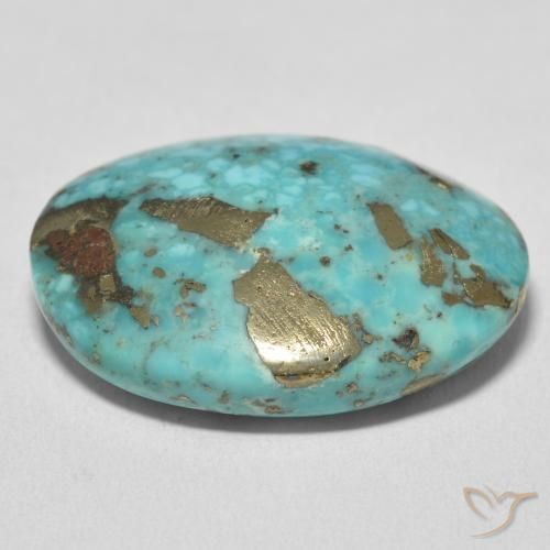Turquesa Azul verdoso medio natural de 28.41 ct, Ovalada, Opaco