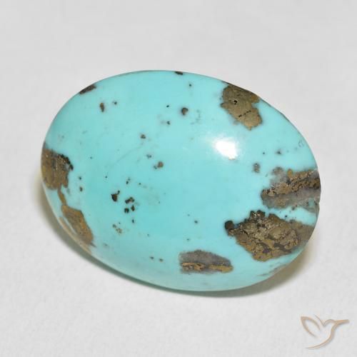 Turquesa Verde azulado claro natural de 37.13 ct, Ovalada, Opaco