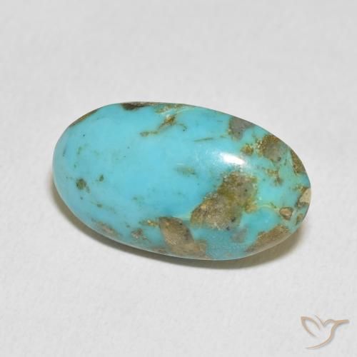 Turquesa Azul verdoso medio natural de 13.63 ct, Ovalada, Opaco
