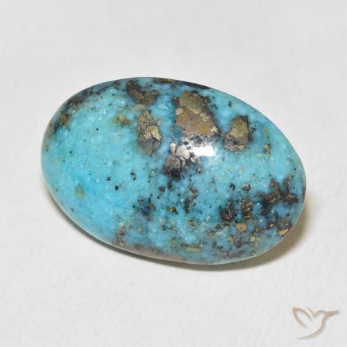 Turquesa Azul verde medio natural de 26.98 ct, Ovalada, Opaco